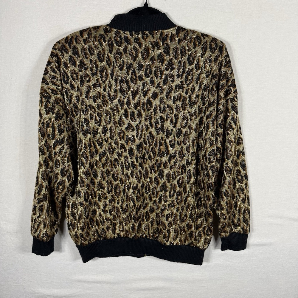 Vintage Kathleen Usherwood for Periphery Leopard  Bomber‎ Jacket Gold Black M - Picture 6 of 9